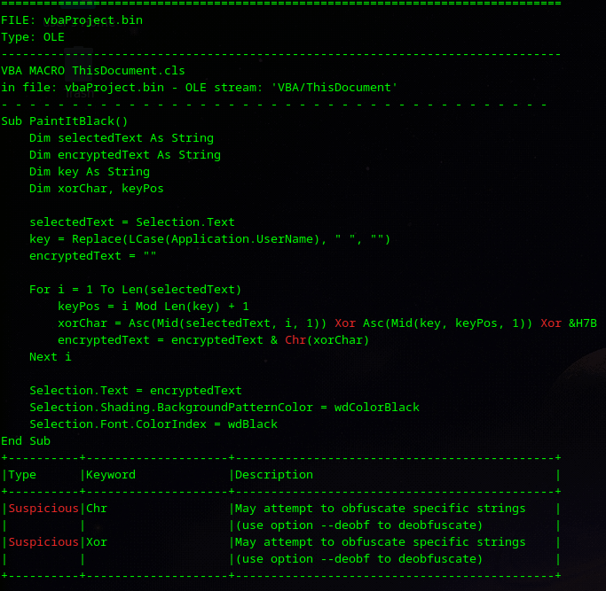 The VBA script