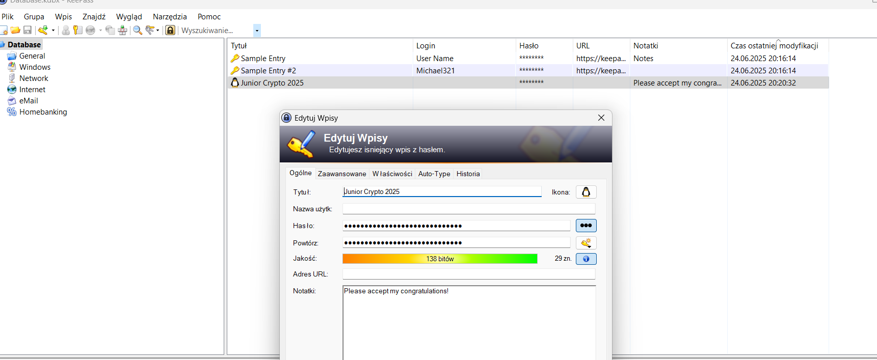 KeePass Flag Entry