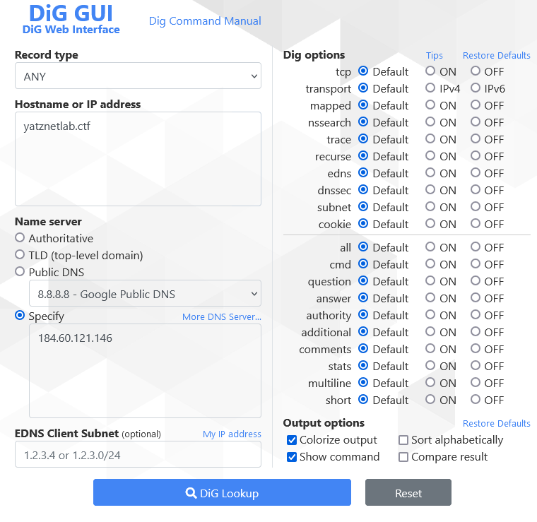 DiG Web Interface